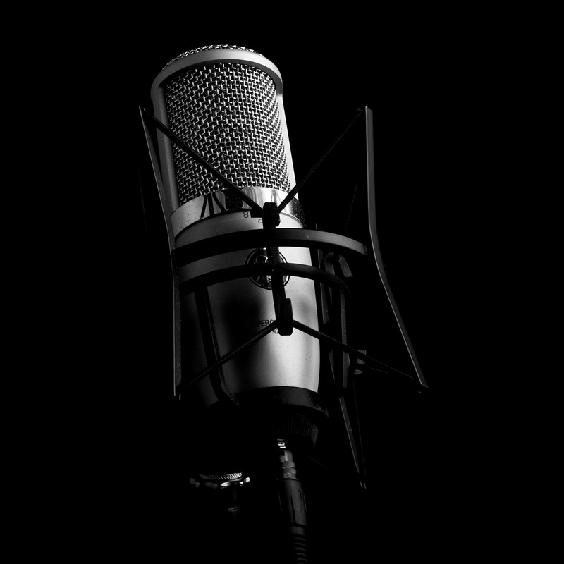 Podcast microphone in a recording studio
